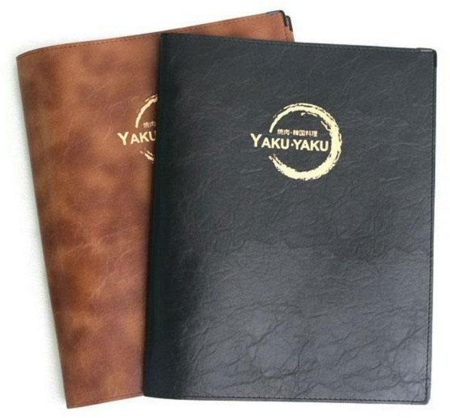 통가죽 a4 바인더 메뉴판 카페 레스토랑 식당 메뉴케이스, 통가죽 브라운다이오 메뉴판, 20p(10장)