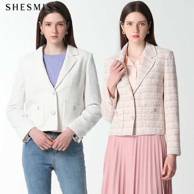 (SHESMISS)] 고퀄리티 포켓 트위드 크롭 재킷 (택가격: 428000원)