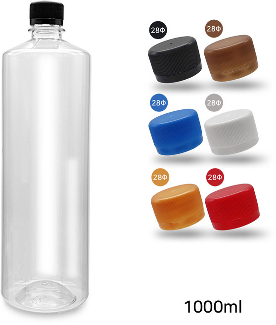 MIR 일자페트병 1000ml (80개), 블랙