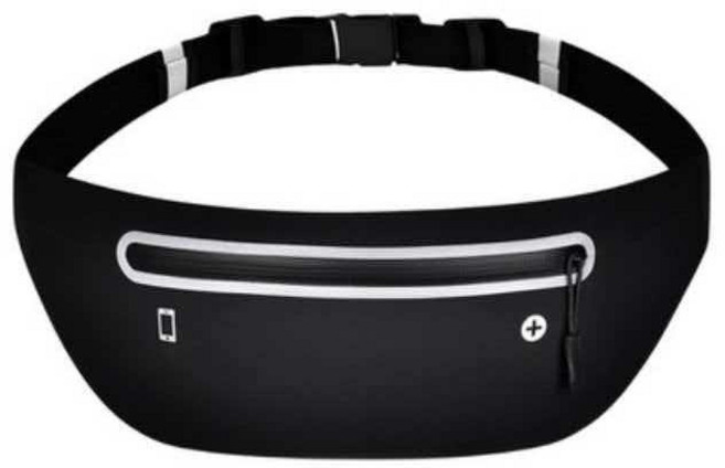 JS 슬림형 신축성 러닝벨트 / 스포츠 웨이스트백, 1개, 블랙