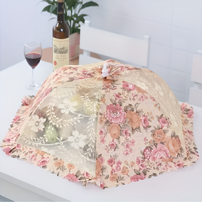 쿠코아 꽃무늬 접이식 식품 커버 테이블 덮개 피크닉 방충망, 1개