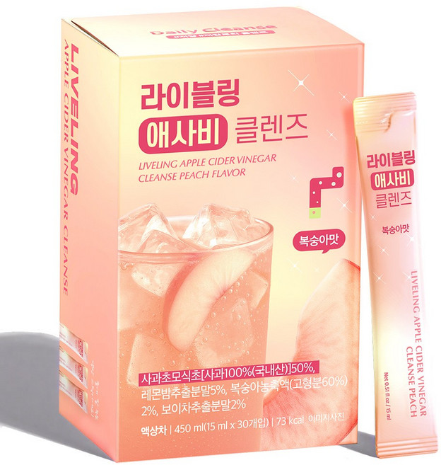 라이블링 애사비 클렌즈 스틱 복숭아맛 애플사이다비니거, 15ml, 30개