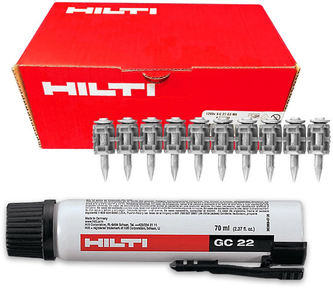 힐티 HILTI GX120용 GX3용 가스캔 GC22 GC42 + 가스핀 X-C G3 MX 20mm 27mm(1200발), 1개, [선택3] GC22+가스핀 X-C 20mm(1200발)