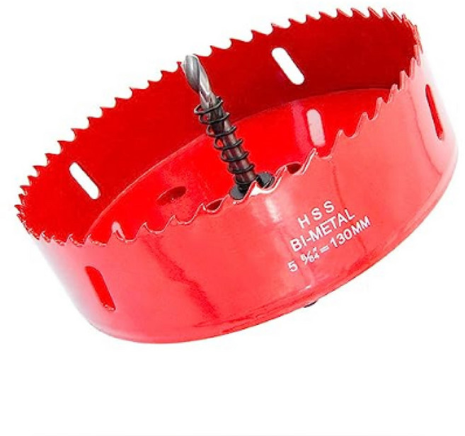 바이메탈 홀쏘 130mm 아바포함 원형 컷팅 목재 철판 석고 pvc 플라스틱 금속 목공 홀소 홀커터 홀컷터 홀캇타, 130mm 1개, 1개