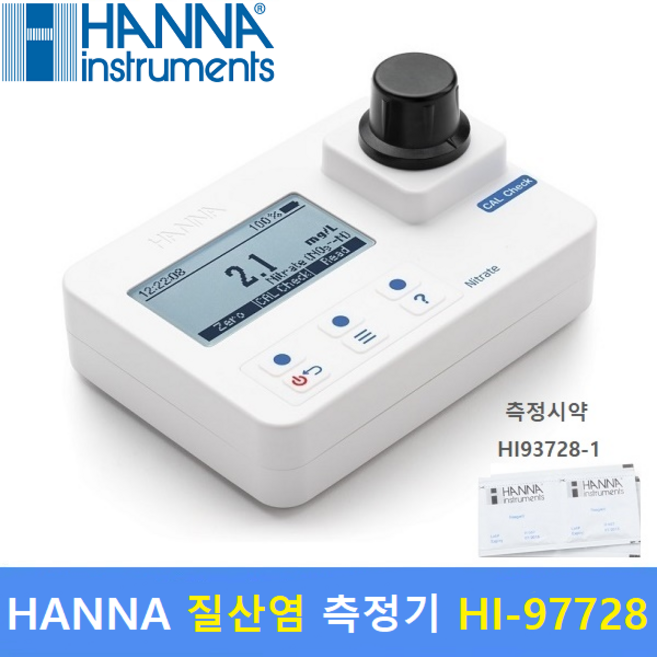 HANNA 질산염 수질측정기 HI-97728 (0.0 ~ 30.0 mg/L) 식품산업 / 가공육 / 식수 수돗물 측정, 1개