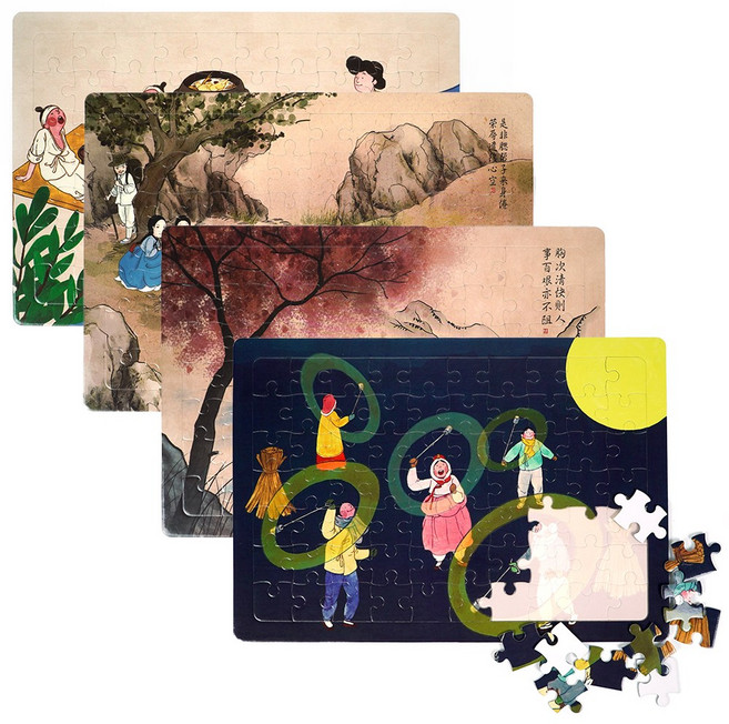 치매예방 어르신용 민화퍼즐 세트 A3 70피스, 1세트, 풍속화