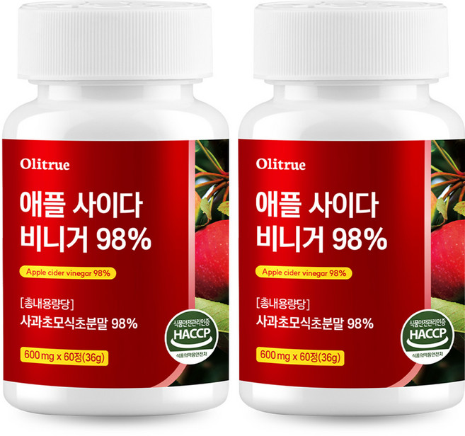 애플 사이다 비니거 사과초모식초 98%, 2개, 60정