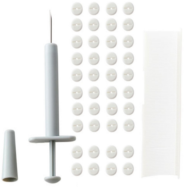 주사기 고정클립 니들 12 x 4.7cm + 고정단추 1.2cm 96개 + 고정핀 1.8cm 2.7cm 1600개 세트, 화이트, 1세트