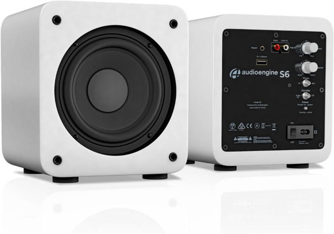 Audioengine S6 오디오엔진 210W 컴팩트 서브우퍼 화이트