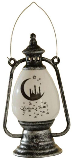 GHSHOP 3 버튼 배터리가있는 라마단 Eid 램프 Eid 공예 장식 축제 테이블 센터 피스에 대한 이슬람 조명 침실 야간 조명, 6.4x15cm, 플라스틱, 은