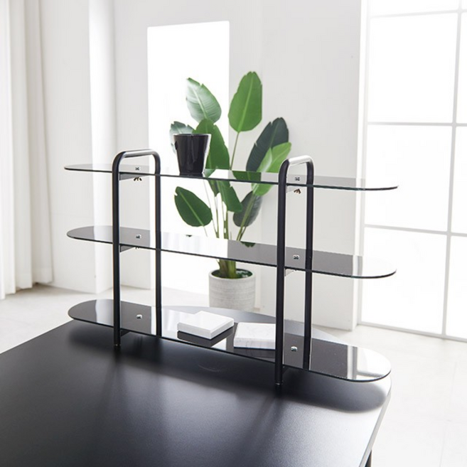 3단 강화유리 스틸 선반 800mm 폭 H7133 스틸 프레임 벽고정형 주방욕실 수납, 1개, 화이트