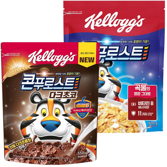 [켈로그] 콘푸로스트 600g + 콘푸로스트 다크초코 550g, 1개