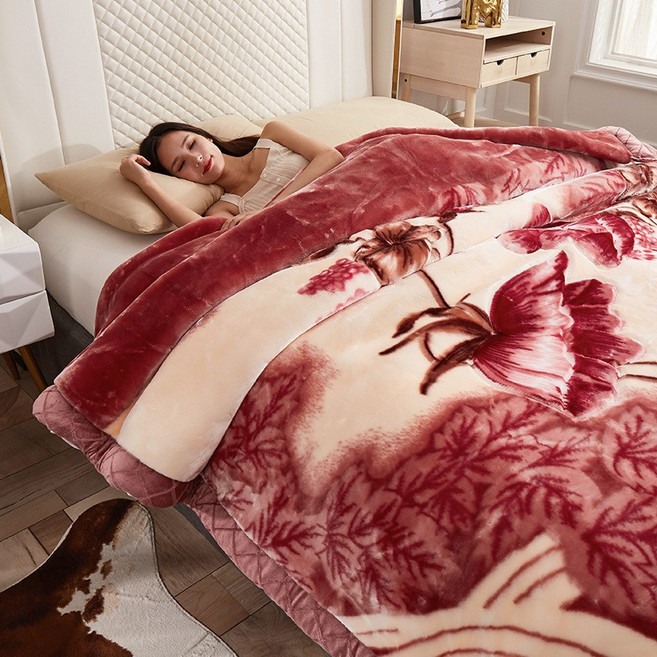 HAGOOGI 옛날밍크담요 레트로 할머니담요 두꺼운 밍크이불 겨울 대형 양면 극세사담요