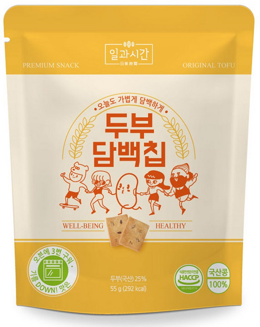 [일과시간] 두부담백칩 사무실 회사간식 곡물 두부과자 55g, 1박스, 55g X 12봉(무료배송)