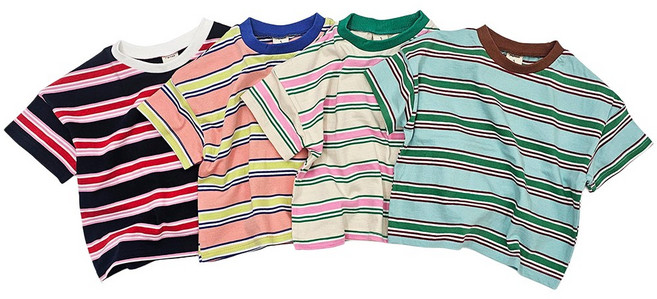 투톤반팔티 여름 유아동 반팔 티셔츠 키즈 여아 남아 면티 라운드넥 스트라이프 단가라