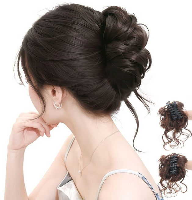 포니테일 헤어피스 볼륨 가발 집게핀 올림 머리, 1개, 다크브라운