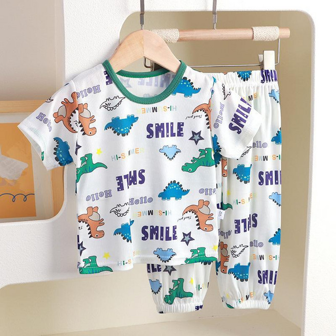 兒童短袖長褲兩件套家居服套裝