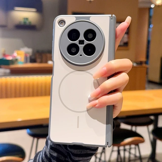 OPPO 파인드 N6 무광 질감 파인링 마그네틱 폴더블 충격 방지 산화 폰 케이스, 01 OPPO 파인드 N6, 02 Gray