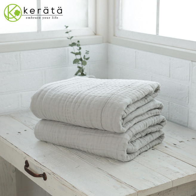 케라타 유아 베이비 목욕수건 거즈타올 6겹 겉싸게 포대기 2SET, 그레이 2SET, 1개