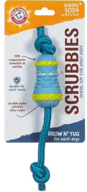 애완동물 스크럽을 위한 암 앤 해머 베이킹 소다가 주입된 강아지용 부메랑 츄 장난감 독특한 모양의 내구성 있는 치아 인터랙티브 치과용, Throw N' Tug, Adult - Small, 1개 - 쿠팡