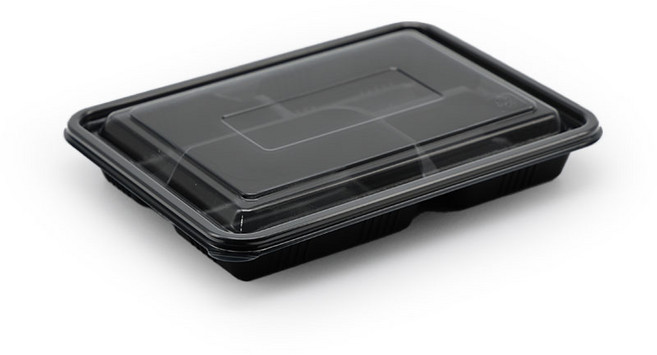도시락용기 JB305 4칸 세트 검정 400개 일회용 배달 포장용기