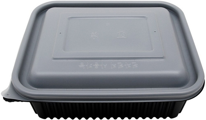 [그린몰]소형 사각 찜용기 중 23197 검정 200개 용기+뚜껑 세트 TY, 1개