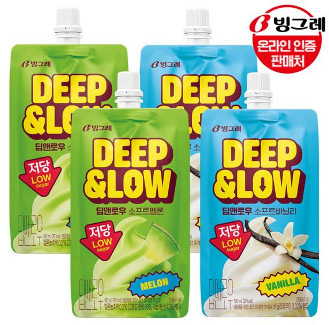 빙그레 딥앤로우 저당 소프트 바닐라/소프트 멜론 18개 /저당아이스크림