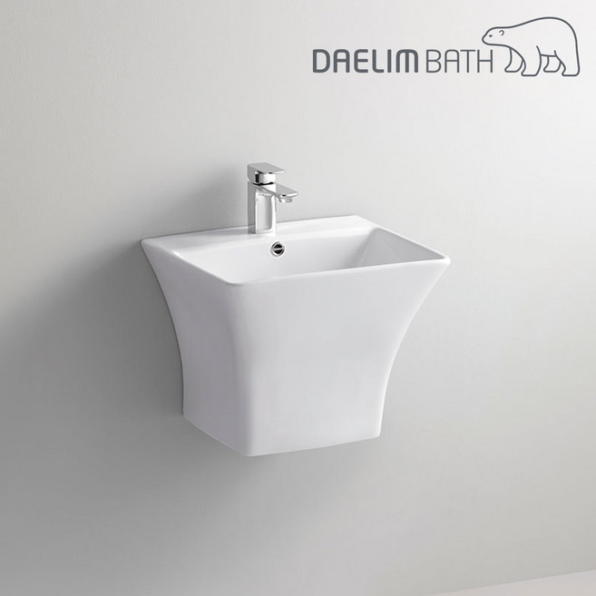 대림바스 CL-359 일체형 반다리 세면기 CL359 사각디자인세면대 부속풀세트포함, 자동폽업+벽배수트랩, 추가안함