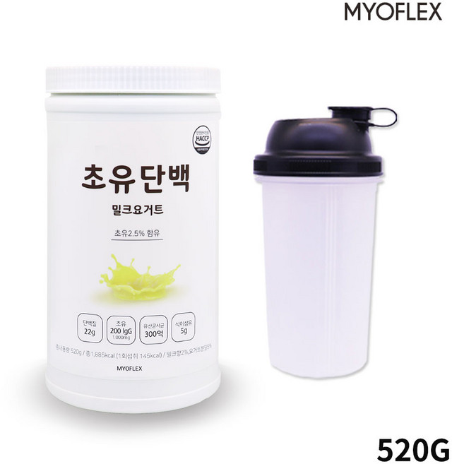 마이오플랙스 초유단백질 유청프로틴 아미노산 프로틴파우더 포대유청 류신 bcaa 식이섬유 단백질쉐이크 단백질보충제, 1개, 520g