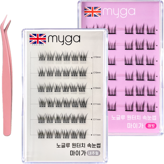 노글루 속눈썹 내추럴 핀셋 가닥속눈썹 또렷한 눈매 10mm/11mm, 1개, 핀셋내추럴래빗