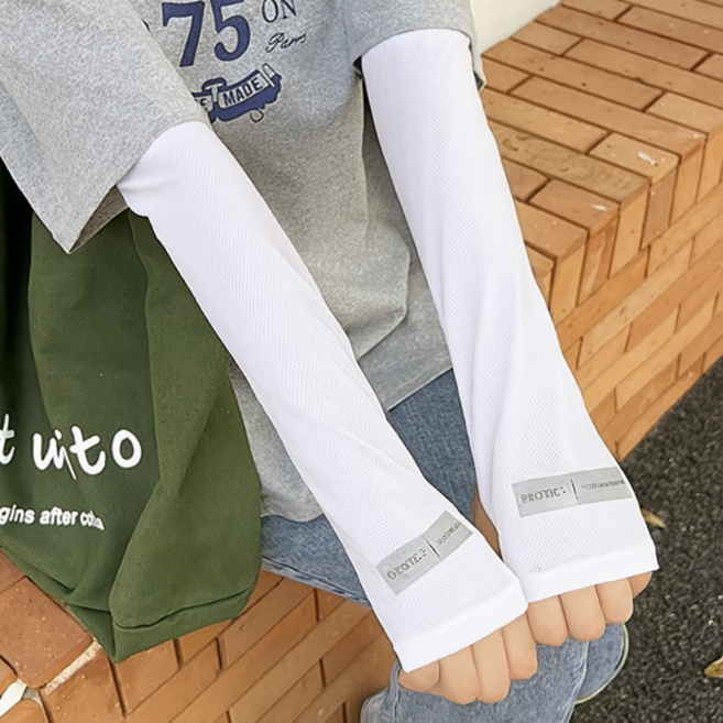 노블픽 헐렁한 팔토시 냉감 자외선 차단 1+1, 2세트, 퓨어 화이트