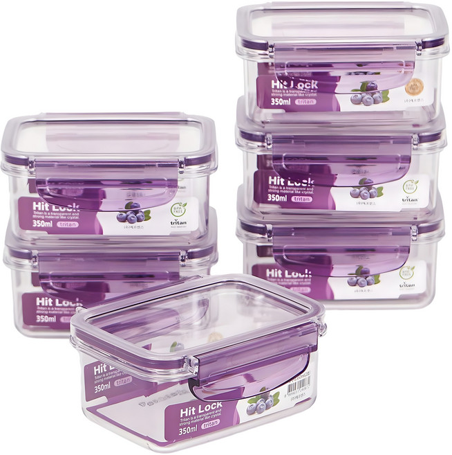 히트락 올트라이탄 밀폐용기 직사각, 6개, 350ml