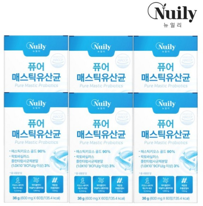 퓨어 매스틱유산균, 6개, 60정