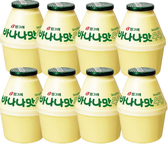 (냉장우유)빙그레 단지 바나나맛우유, 바나나우유, 8개, 240ml