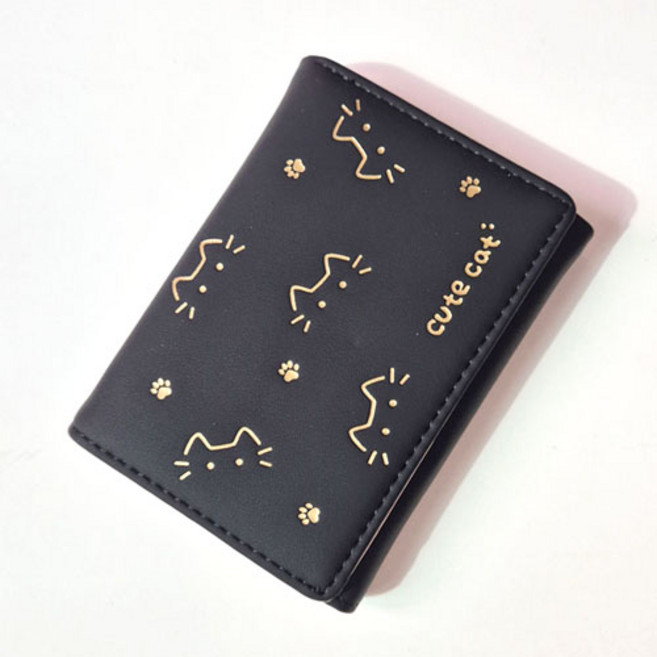 슈퍼세이브 귀여운 고양이라인 학생 여성반지갑 카드 지폐