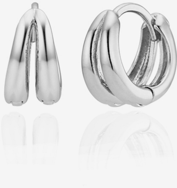 골드앤디어 14KGF 심플 투링 투라인 원터치 귀걸이