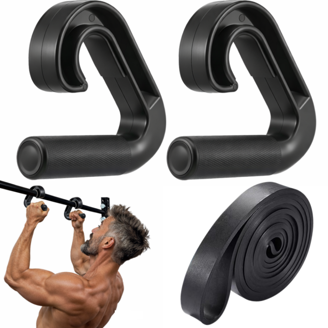 턱걸이 그립 바벨 손잡이 세트 밴드 풀업 랫풀다운 등운동 보조 홈트 헬스 근력 운동, 1개