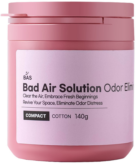 BAS 바스 초강력 생활 실내 탈취제 고체타입 핑크 컴팩트 코튼, 140g, 1개