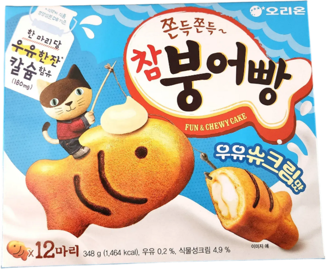 오리온 쫀득쫀득 참 붕어빵 우유슈크림맛, 1개, 348g