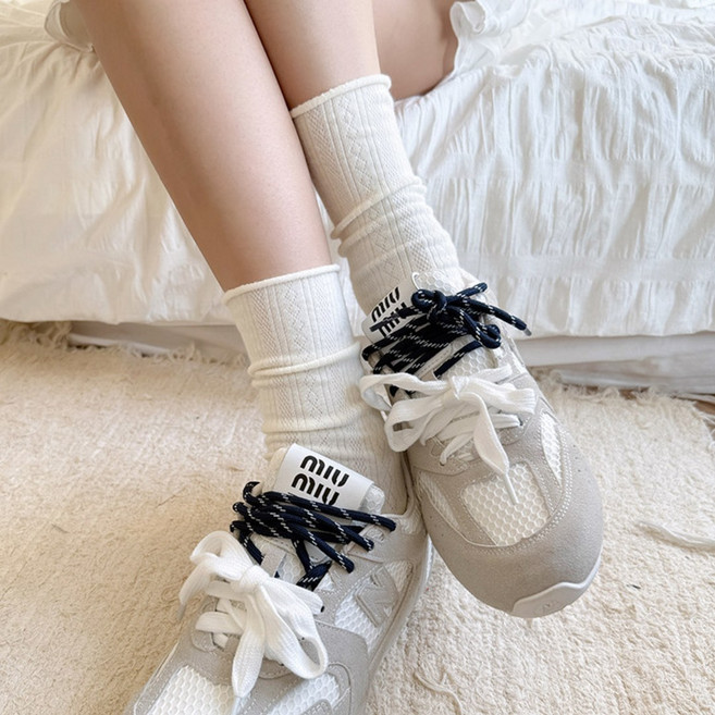 글로우바이 편안하고 예쁜 데일리 무압박 중목 양말 4P