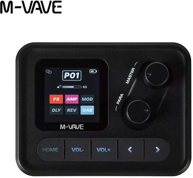 M-VAVE 포켓 앰프 미니 기타 프로세서 1.54인치 HD 화면 및 블루투스/앱 제어/100+ 이펙트 타입-C/기타/베, 02 Pocket AMP All Black, 1