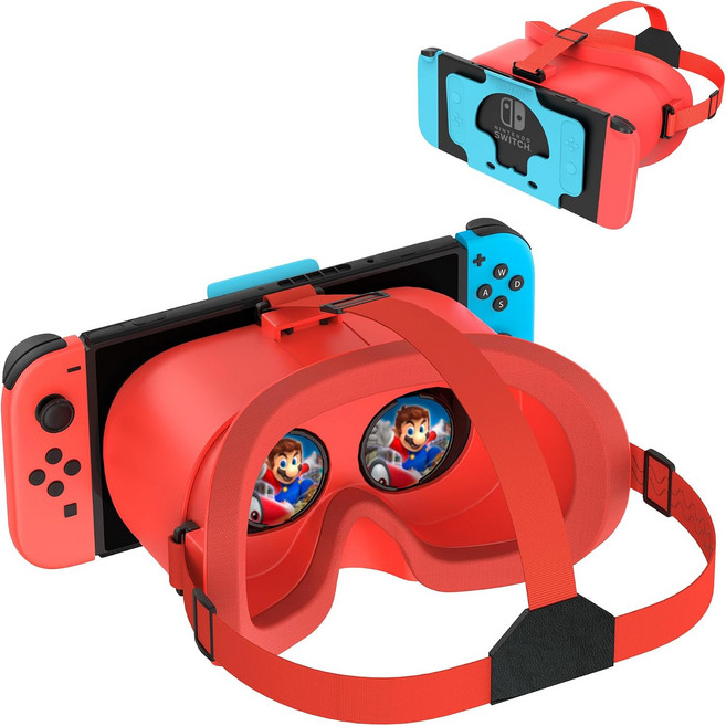 데바소 닌텐도 스위치 & 스위치 OLED용 VR 헤드셋 업그레이드 조절 가능한 HD 렌즈와 편안한 헤드 스트랩이 있는 스위치 가상 현실 안경 스위치 액세서리용 라보 VR 키트