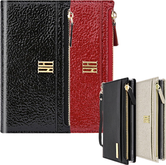 아이폰12 프로 맥스 PRO MAX 하나 클러치 백 플립 지퍼 다이어리 카드수납 지갑형 케이스, 블랙(무광), 1개