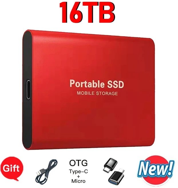고성능 외장형 휴대용 SSD 2TB 일상적인 백업 저장에 적합, 1개, 04 16TB