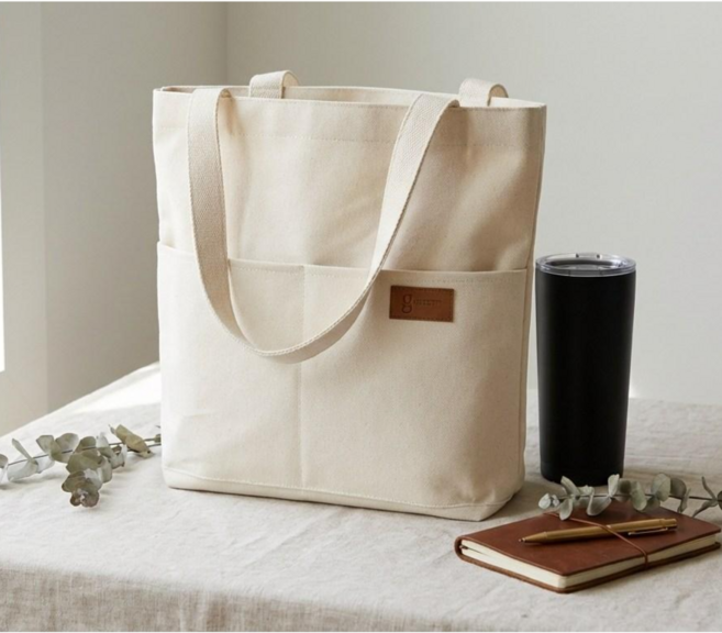 하이테라스 대학생 데일리 에코백 코튼 캔버스 텀블러 수납 숄더백
