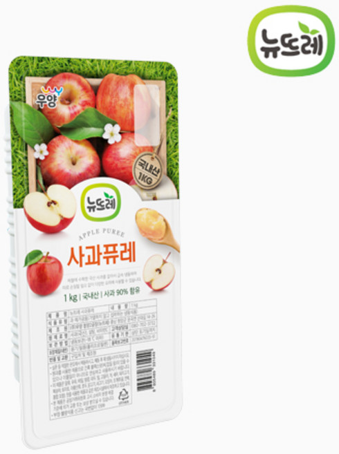 뉴뜨레 냉동 사과 퓨레 (국산 가당), 1kg, 1개