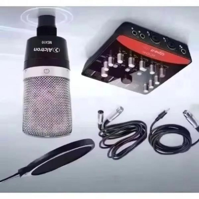 팝필터가 포함된 녹음용 iCON Upod 사운드 카드가 Alctron MC410 콘덴서 마이크