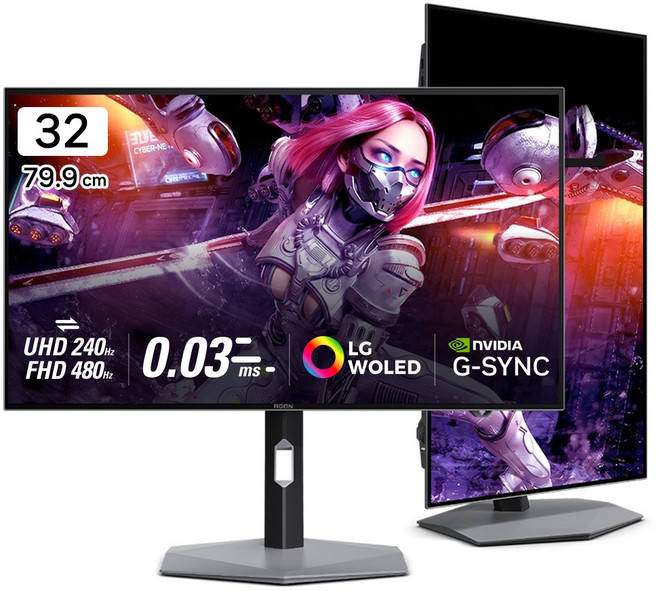 알파스캔 에이건 AGP327UZD 게이밍 4K UHD 듀얼모드 480Hz USB-C HDR 400 Ai 멀티스탠드 무결점 모니터, 79.9cm