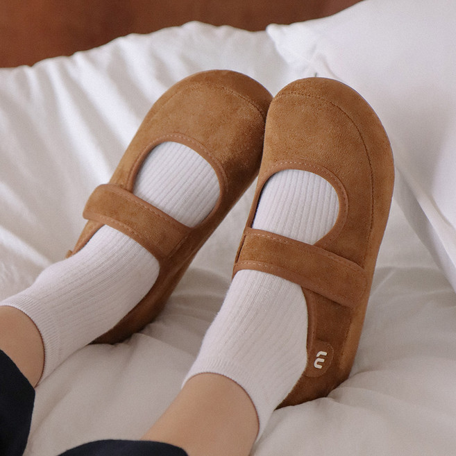 케이든 스웨이드 벨크로 키높이 메리제인 로퍼 단화 4cm