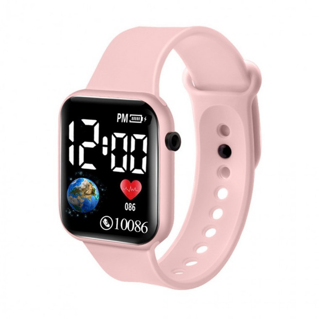 밴드 컬러 전자 led 학생 여자 남자 사각 손목 시계 손목시계 여성시계